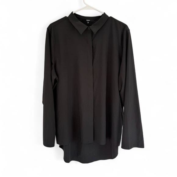 Quince Tops - Quince Women’s XL Collared Button Down Long Sleeve Blouse Top Stretch Black Work